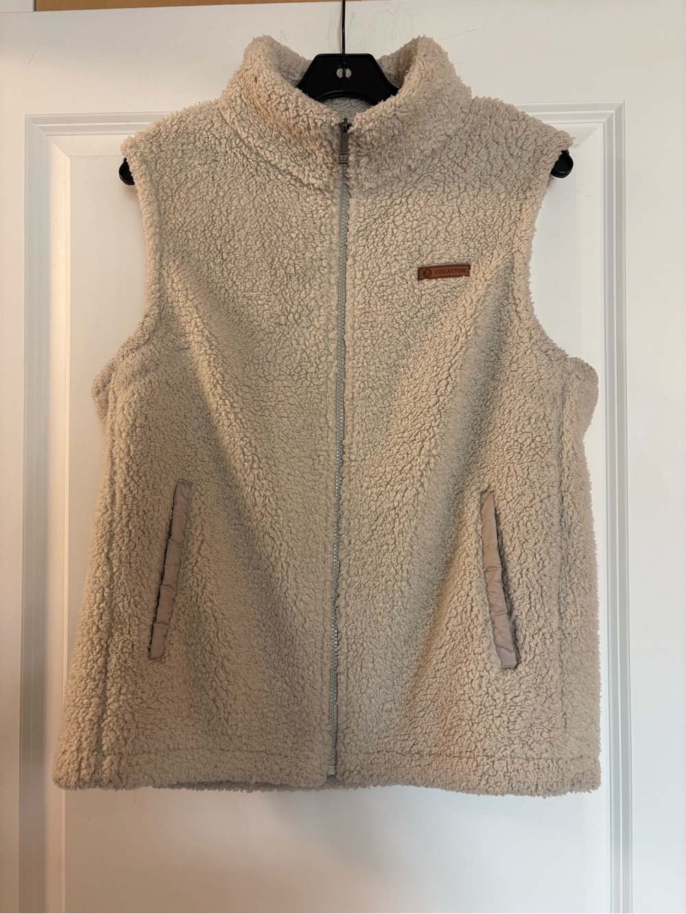 Costco Women's Cream Sherpa Fleece Vest with Full Zip
